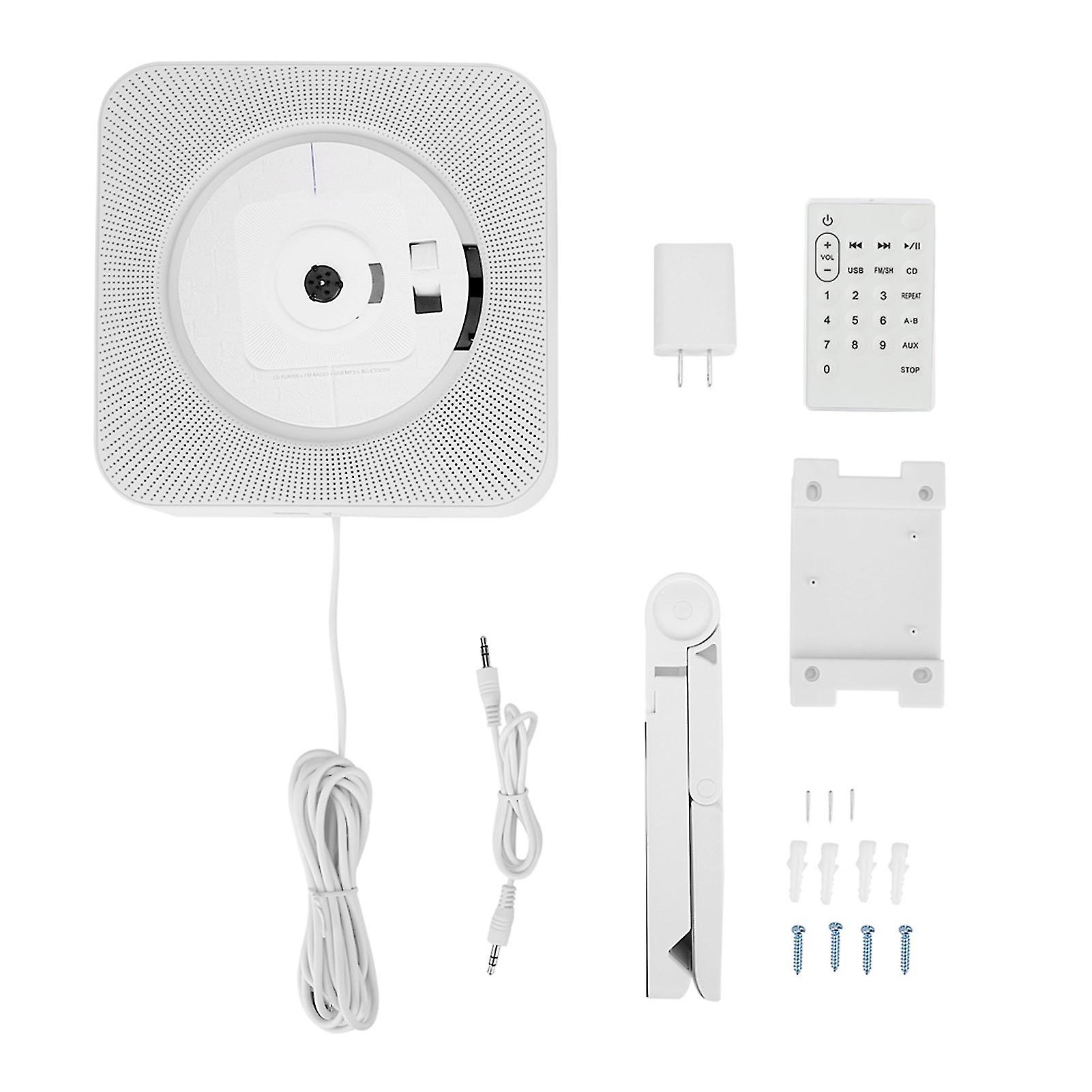 Portable Wall Mounted Bluetooth CD MP3 Player with Remote Control FM Radio White Multi-Function