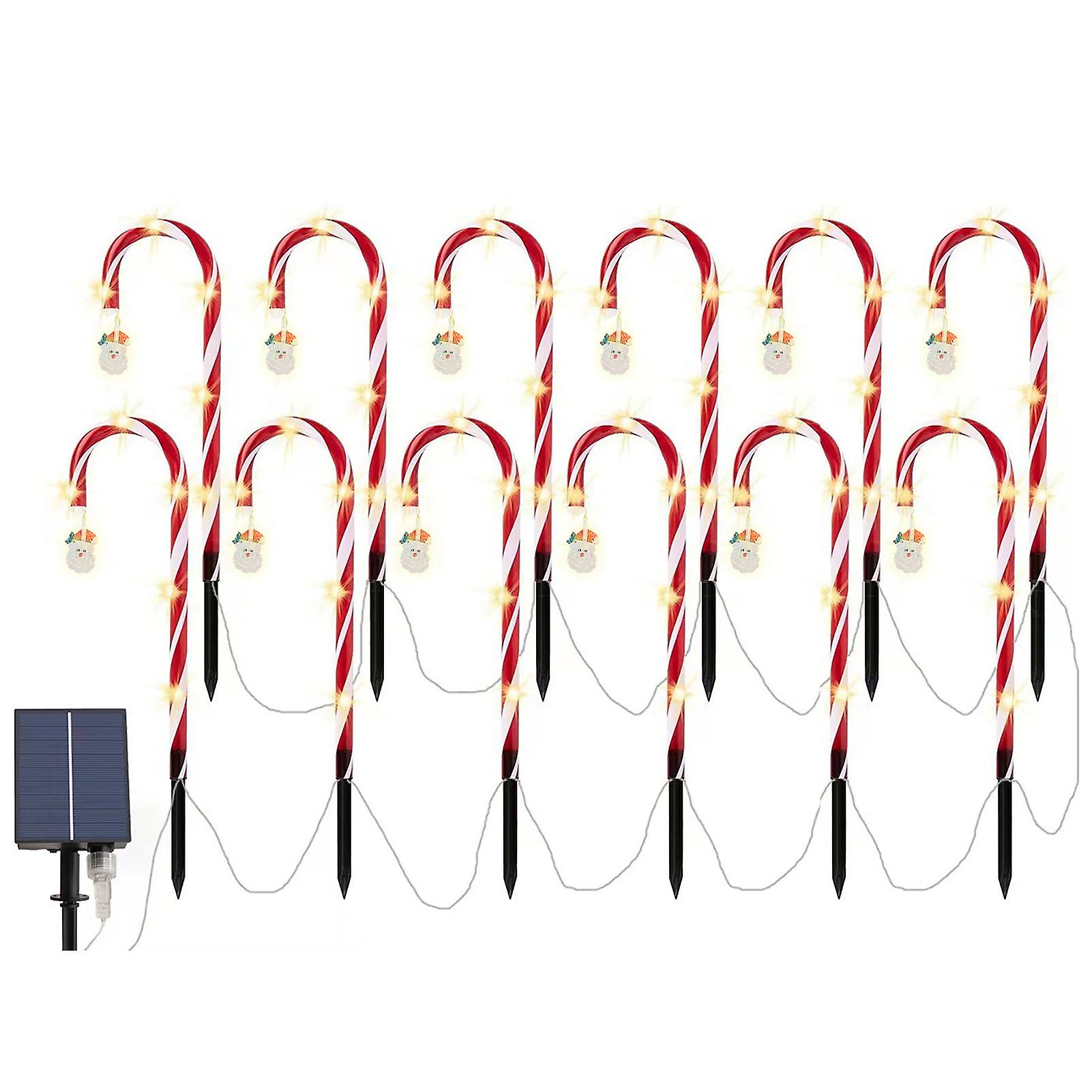 0.5w Solar Christmas Lights Candies Cane Ground Lights Waterproof Automatic Sod Decorative Lamp for Courtyard