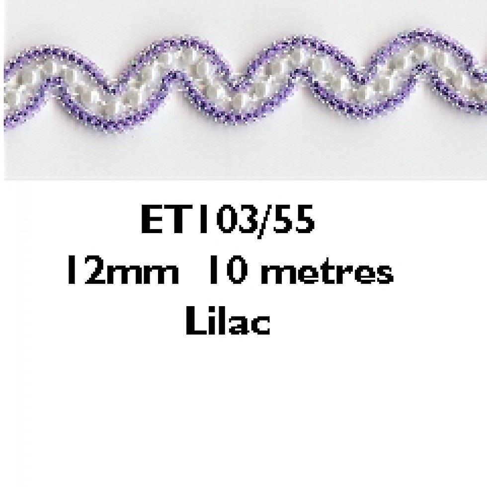 12 毫米 Essential Trimmings 串珠 V 形饰边淡紫色 - 每米