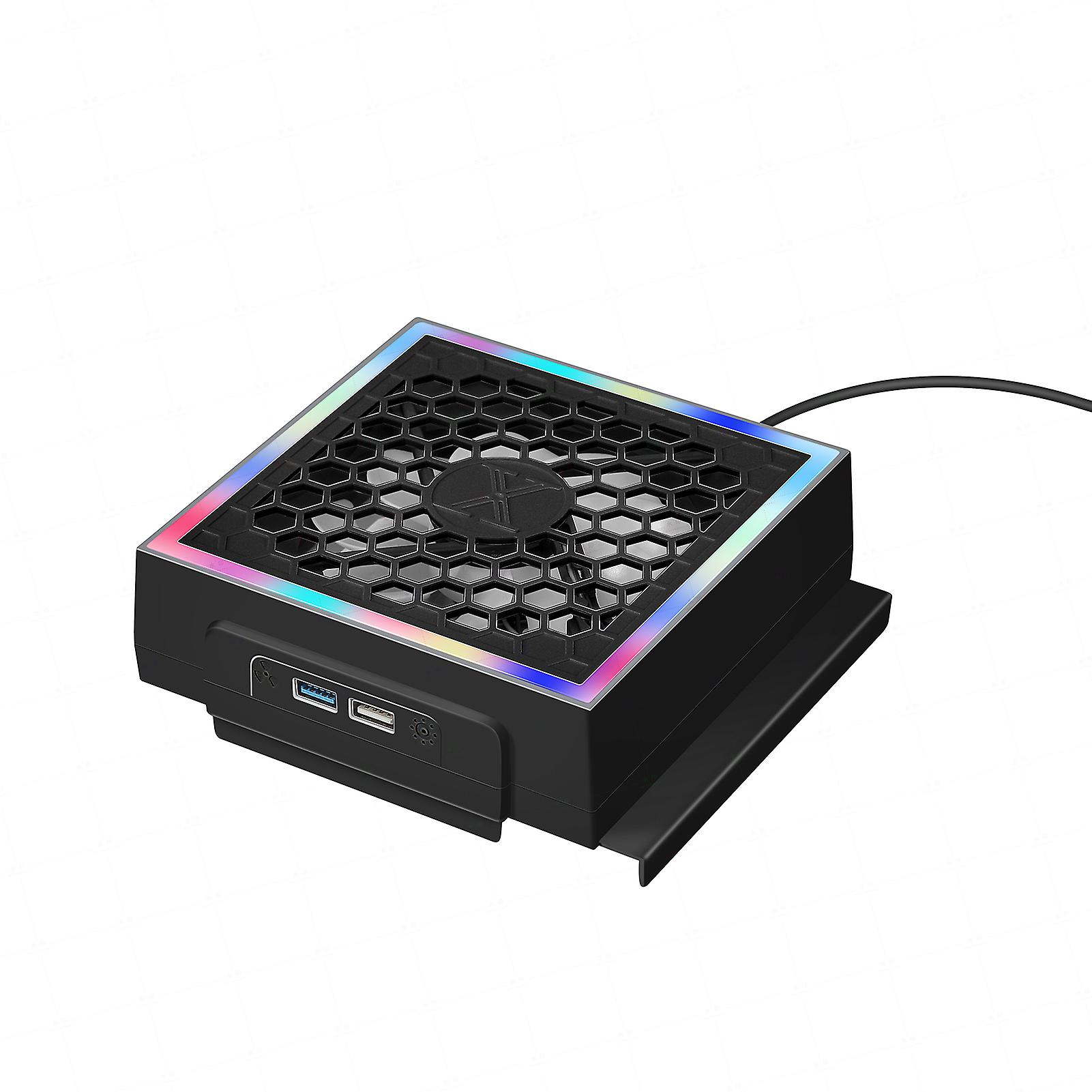 وحدة التحكم في الألعاب حامل تبريد جانبي RGB LED إضاءة 3 مستويات قابلة للتعديل 2 منافذ USB قاعدة مروحة تبريد لوحدة تحكم ألعاب Xbox Series S