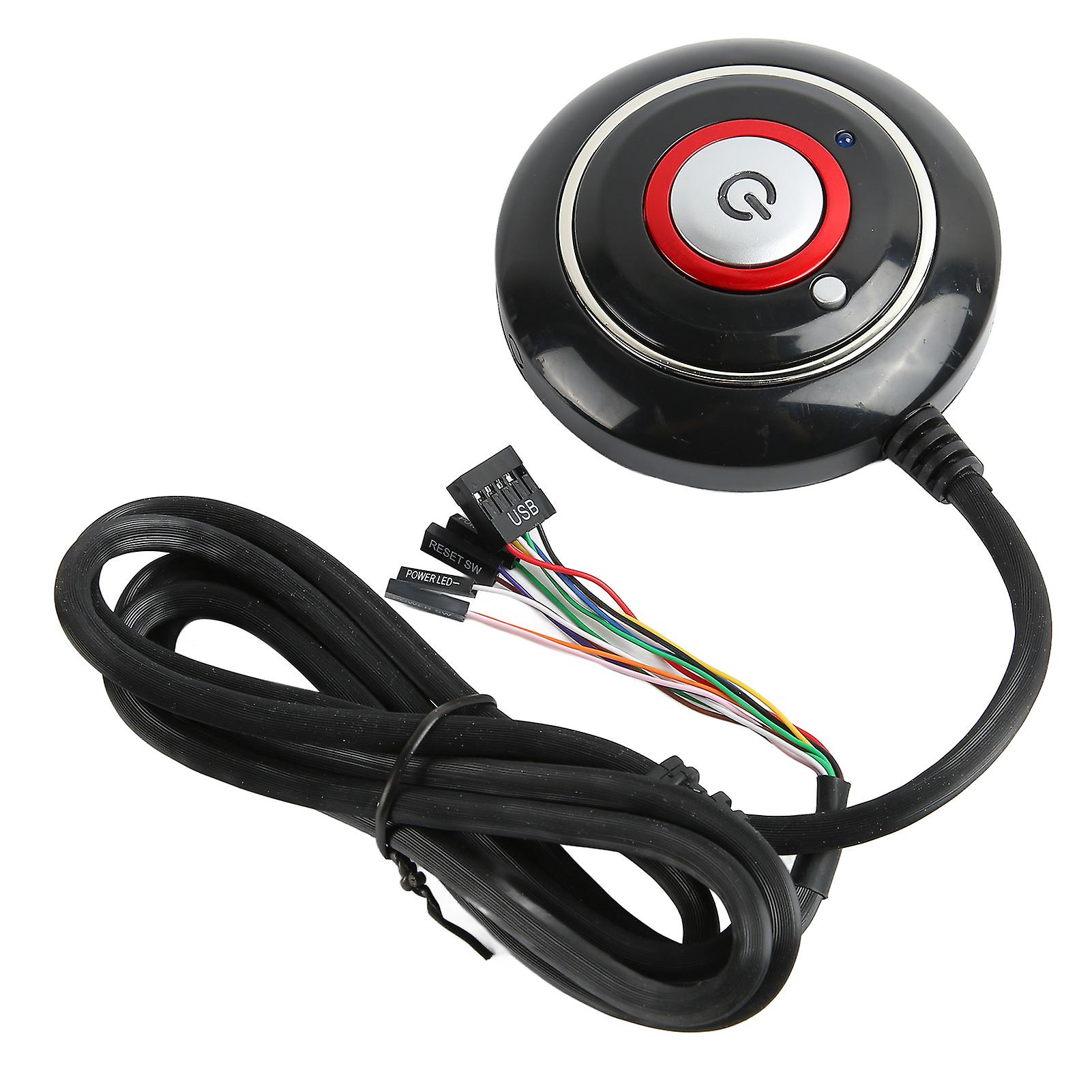 PC Power Button Strong ABS Light Weight Simple Installation Plug and Play PC Power Switch for Internet Cafe 2 USB