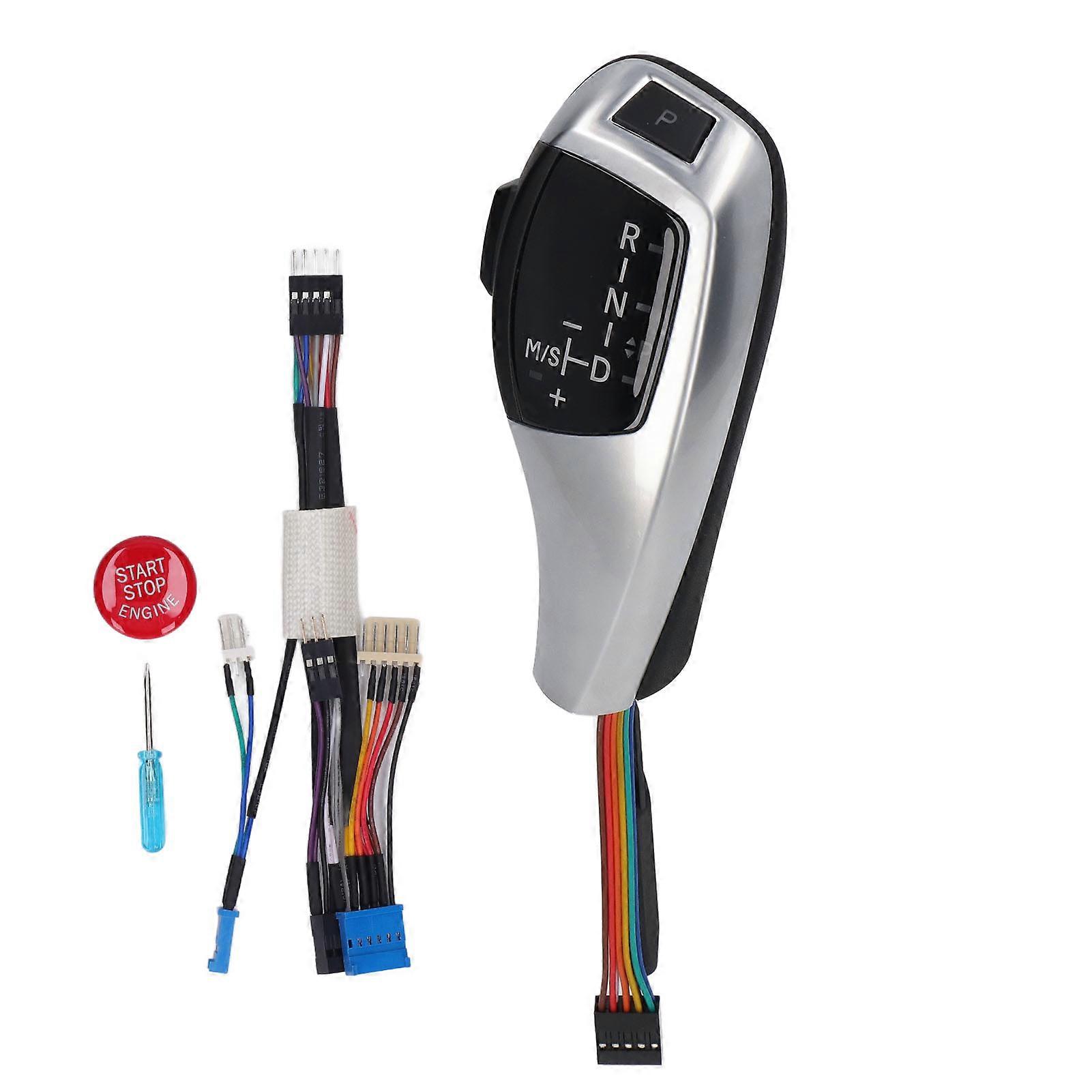 LED Gear Shift Knob Retrofit Kit with Engine Start Stop Button for 5 Series E39 & 7 Series E38 Left Hand Drive Silver