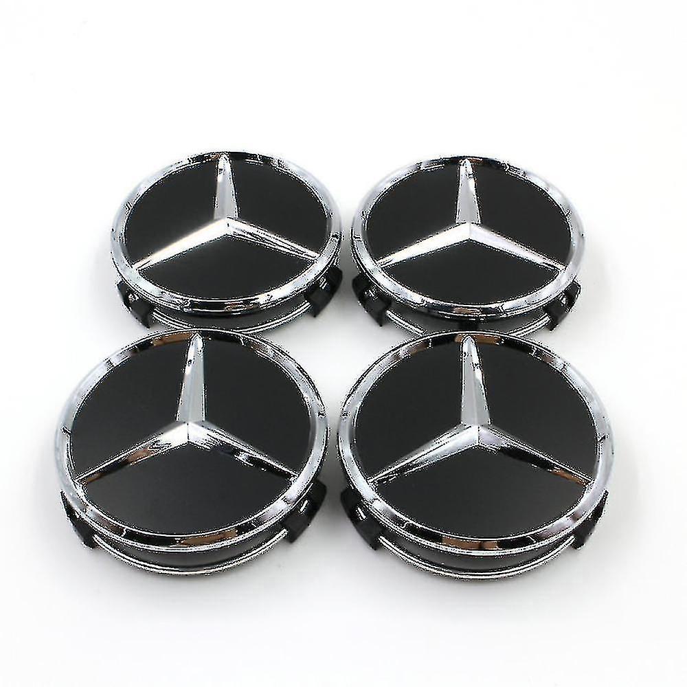 כיסוי גלגלים לרכב 4 חלקים, חישוקי בנץ 75 מ"מ, חישוק כיסוי גלגלים מרכזי חישוק 3 פינות