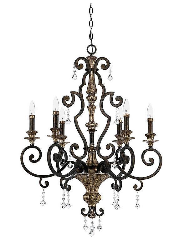 Elstead Marquette - 6 Light Chandelier Antique Bronze Finish, E14