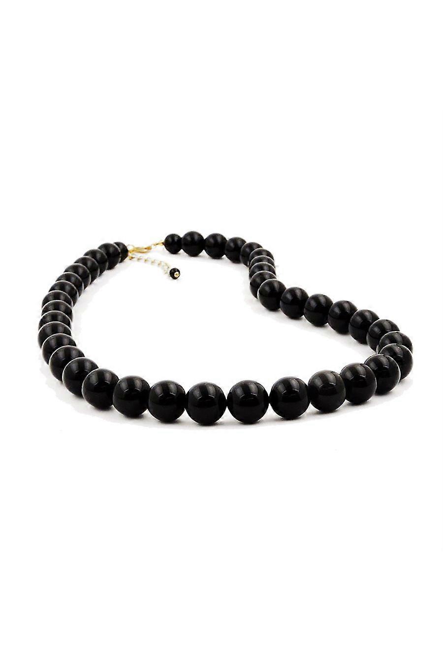Necklace Beads 12mm Black Shiny - Gl03683
