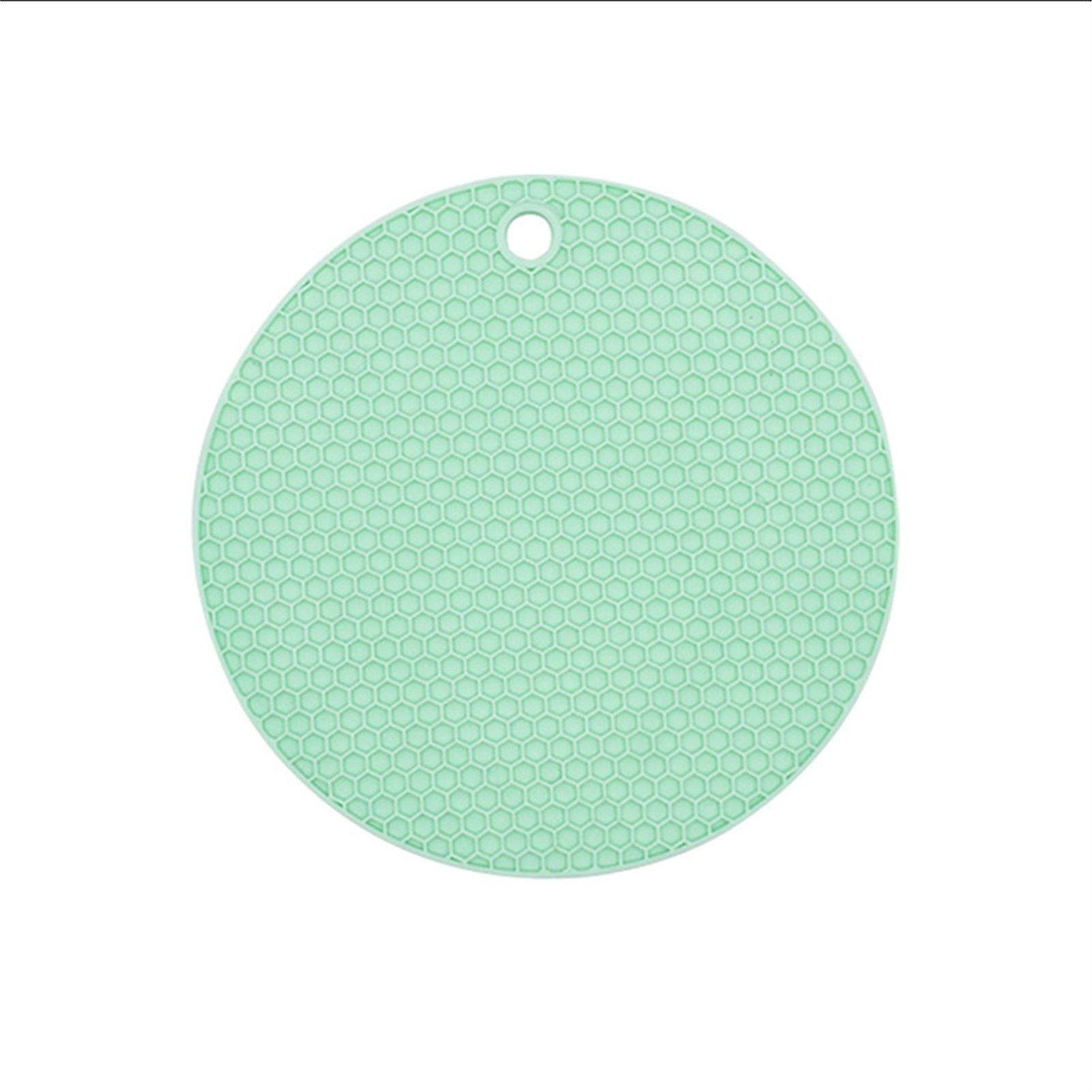Set de table rond en caoutchouc, antidérapant, résistant à la chaleur, lavable, isolant, pour tasses et bols, vert, 17,5 cm/6,9 pouces