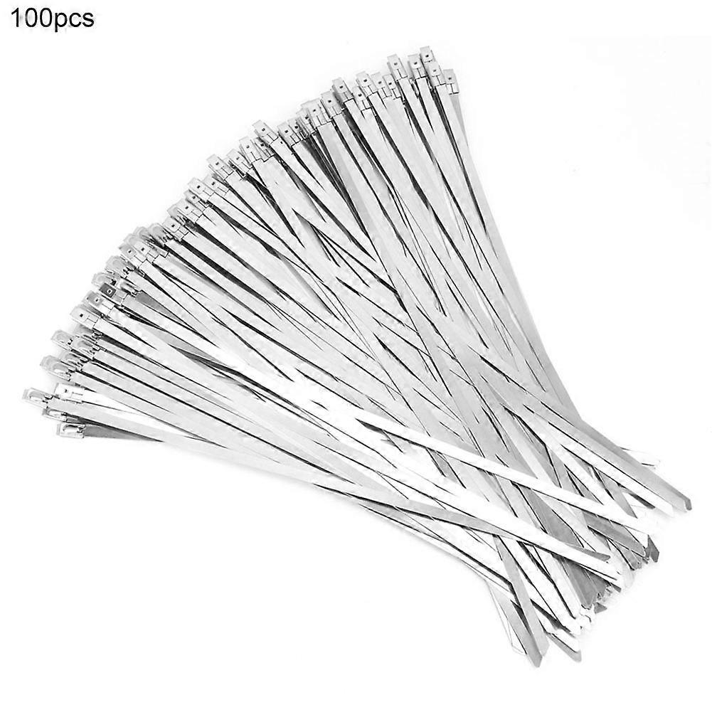 100pcs 4.6*250mm Metal Self-Locking Cable Zip Tie Wrap Strap