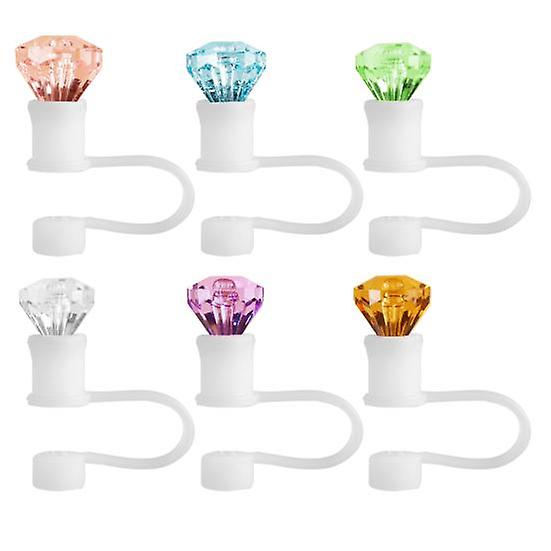 6Pcs Strohhalmabdeckung Tragbarer wiederverwendbarer strassförmiger Strohhalmdeckel staubdichter Silikon-Strohhalmschutz für Home Party Bar