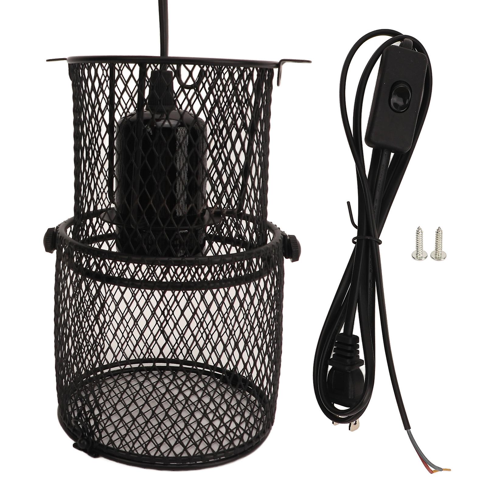 Reptile Heat Lamp Guard Avoid Scald Retractable Heating Lamp Mesh Cover Heat Protector with E27 Ceramic Lamp Holder US Plug 110?120V
