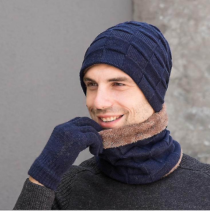 One Size Blue Gemdeck 3 Pieces Knitted Hatscarf And Glove Set X6707