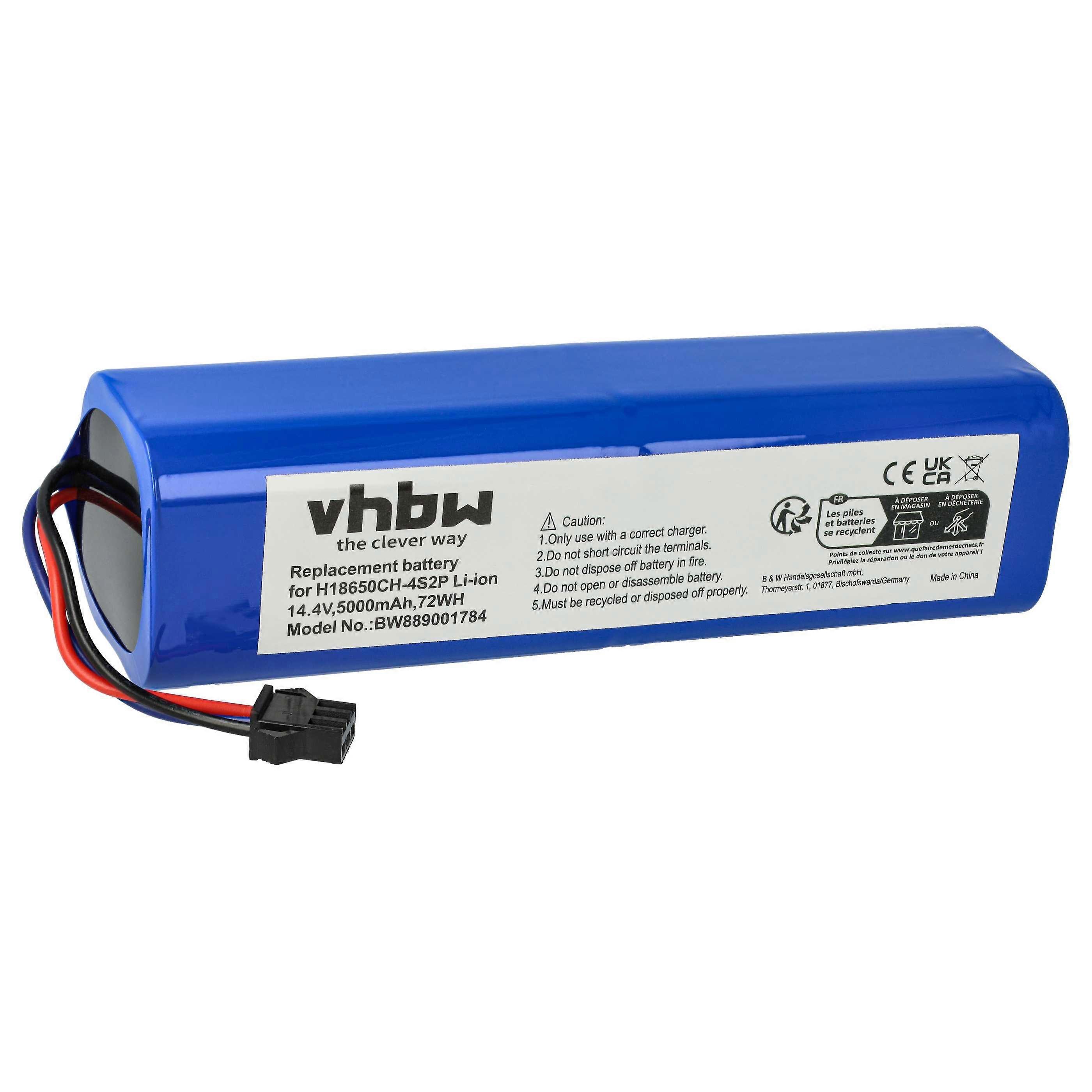 vhbw Akku kompatibel mit Arnagar S8 Pro, S8 Saugroboter (5000 mAh, 14,4 V, Li-Ion)