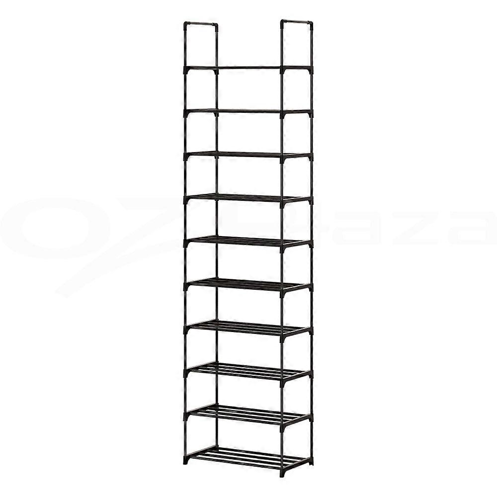 Artiss Shoe Rack Storage Shelf 10 Tier 20 Pairs Diy Stackable Black Metal Shoe Racks