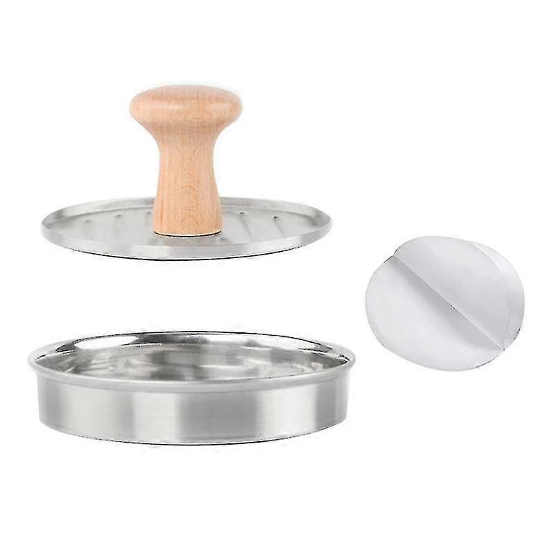 5-tums hamburgerpress, non-stick, med 50 bitar vaxpapper