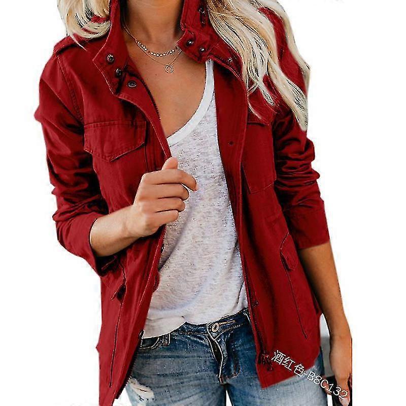 Loose Fitting Korean Version Zippered Multi Pocket Jacket For Women's Outerwear