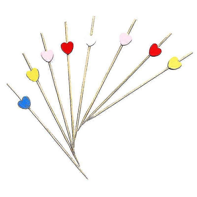 100pcs Καρδιά Κοκτέιλ Ραβδιά Σάντουιτς Φρούτα Οδοντογλυφίδα Picks Κόμμα Προμήθεια Πολύχρωμο