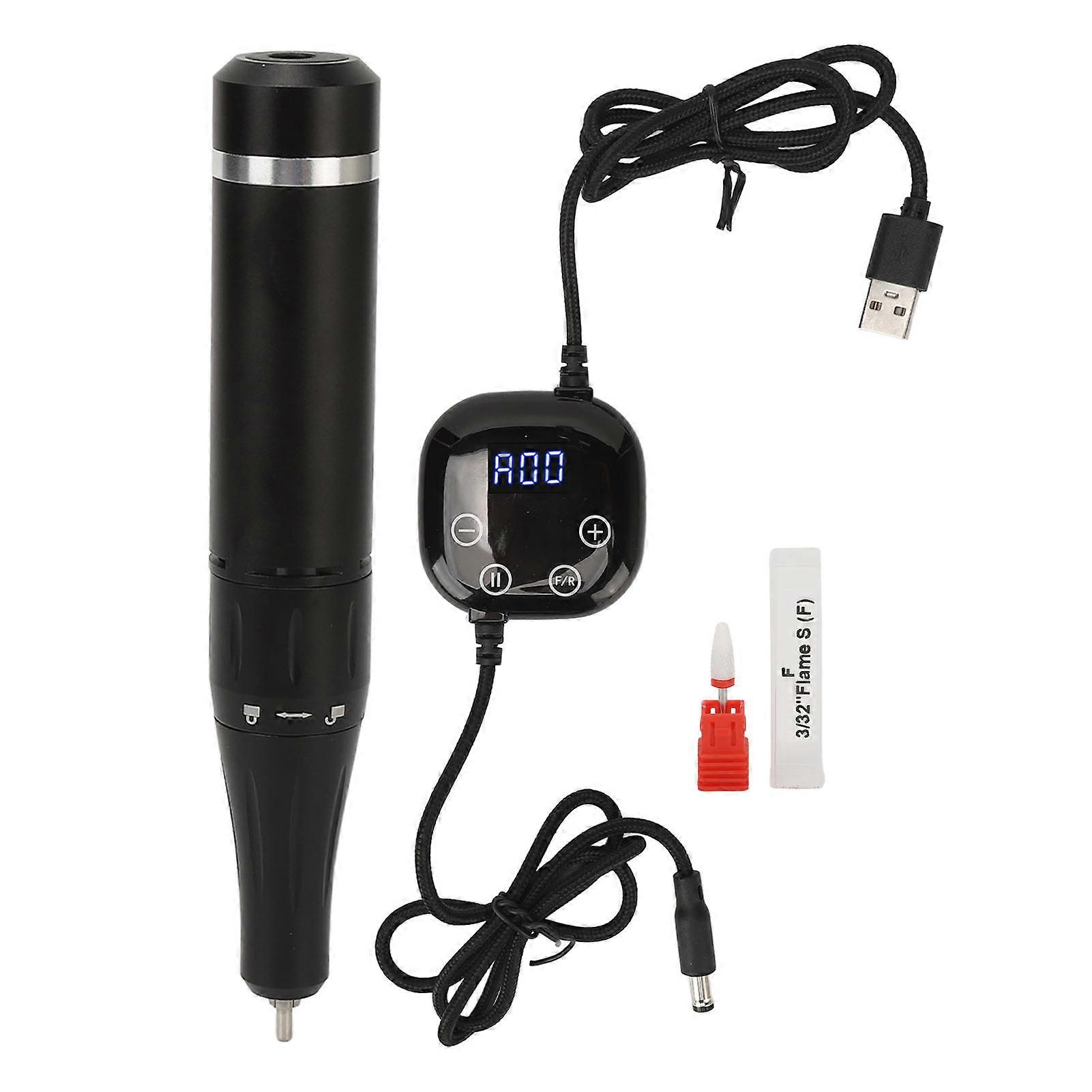 Electric Nail Grinding Machine 40000rpm Adjustable Touch Lcd Display Low Noise Usb Nail File Machine Black