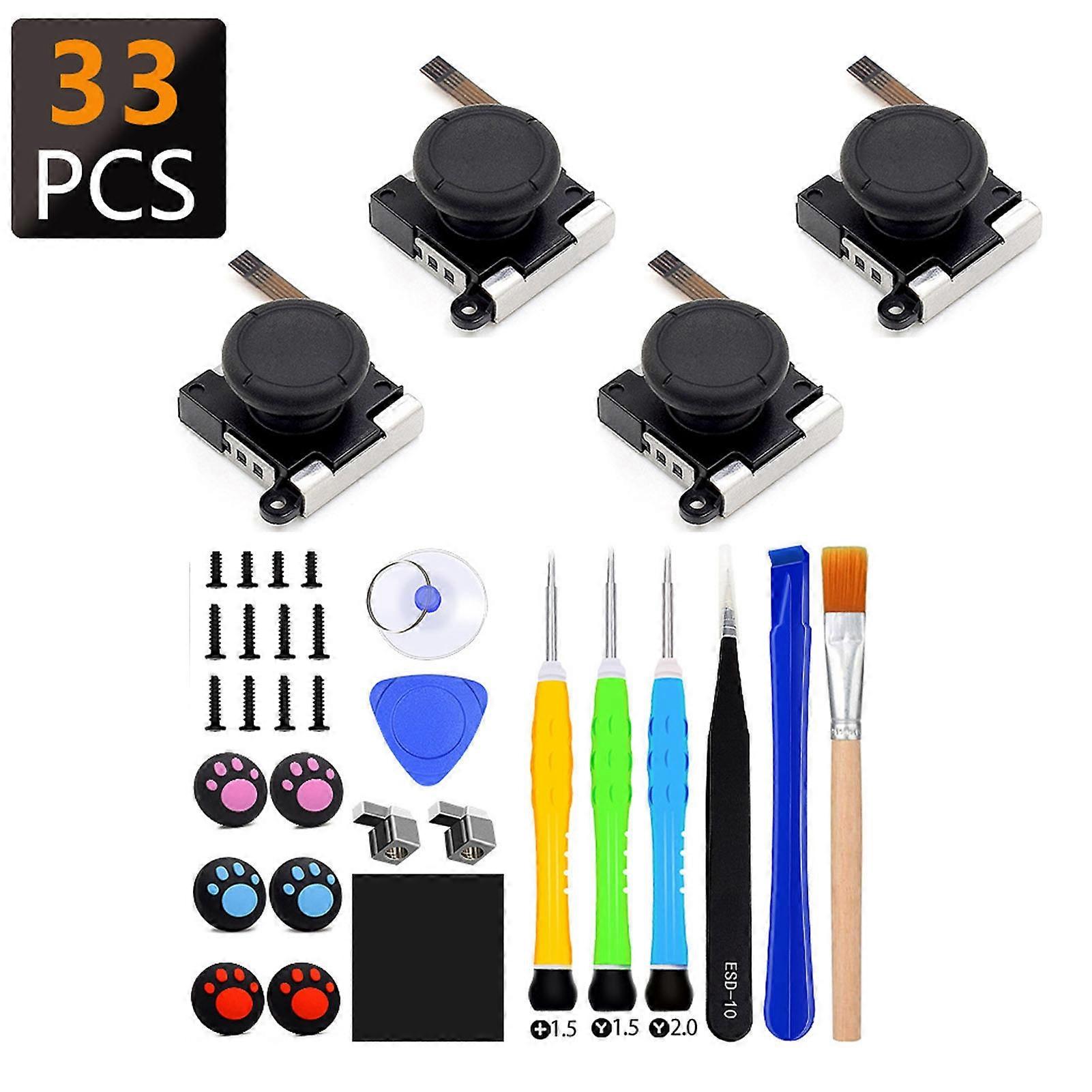 Kit di riparazione 33 in 1 per controller Joycon per Switch Joystick Joycon, kit di strumenti di riparazione e sostituzione