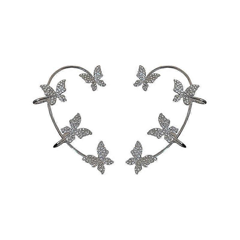 女性のファッションイヤリングダイヤモンドバタフライイヤーハンギングピアスなし耳骨クリップ