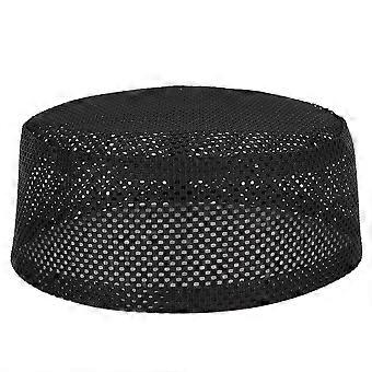 Polyester Mixed Cotton Cloth Muslim Prayer Hat Islam Man Embroidery Hat(Black 57cm) YEMAA