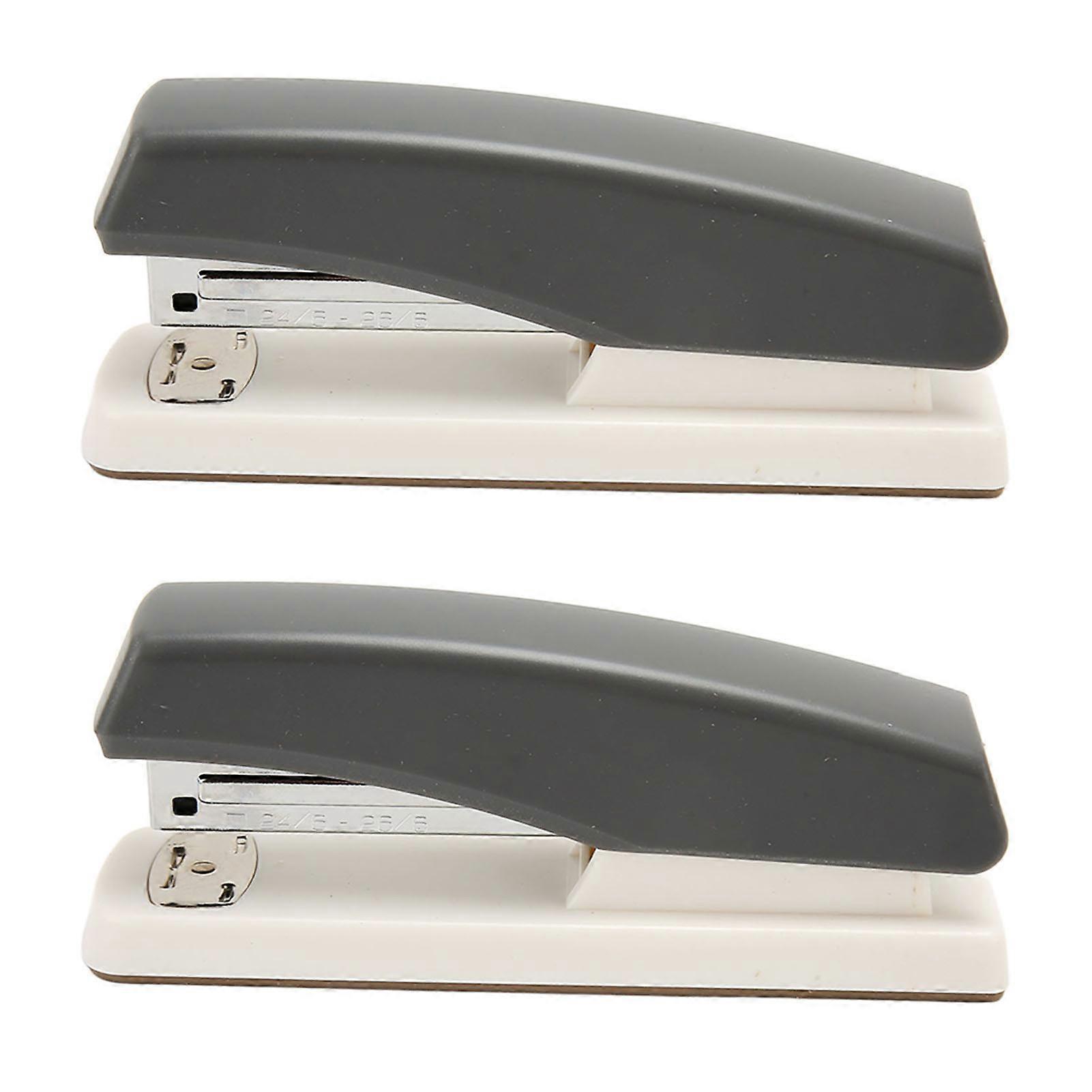 2PCS Office Stapler Prevent Slip Portable Stable Durable Ergonomic School Stapler for Students Grey YEMAA