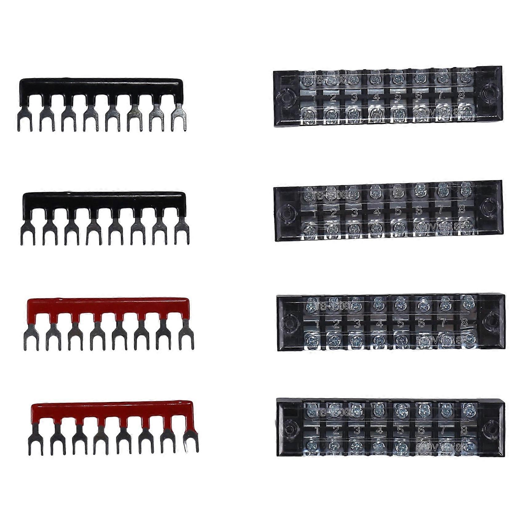 4 Pc 8P Terminal Block, 4 Pc 8P Shorting Bar, TB1505 Retardant Copper Terminal Short-Circuit Termin
