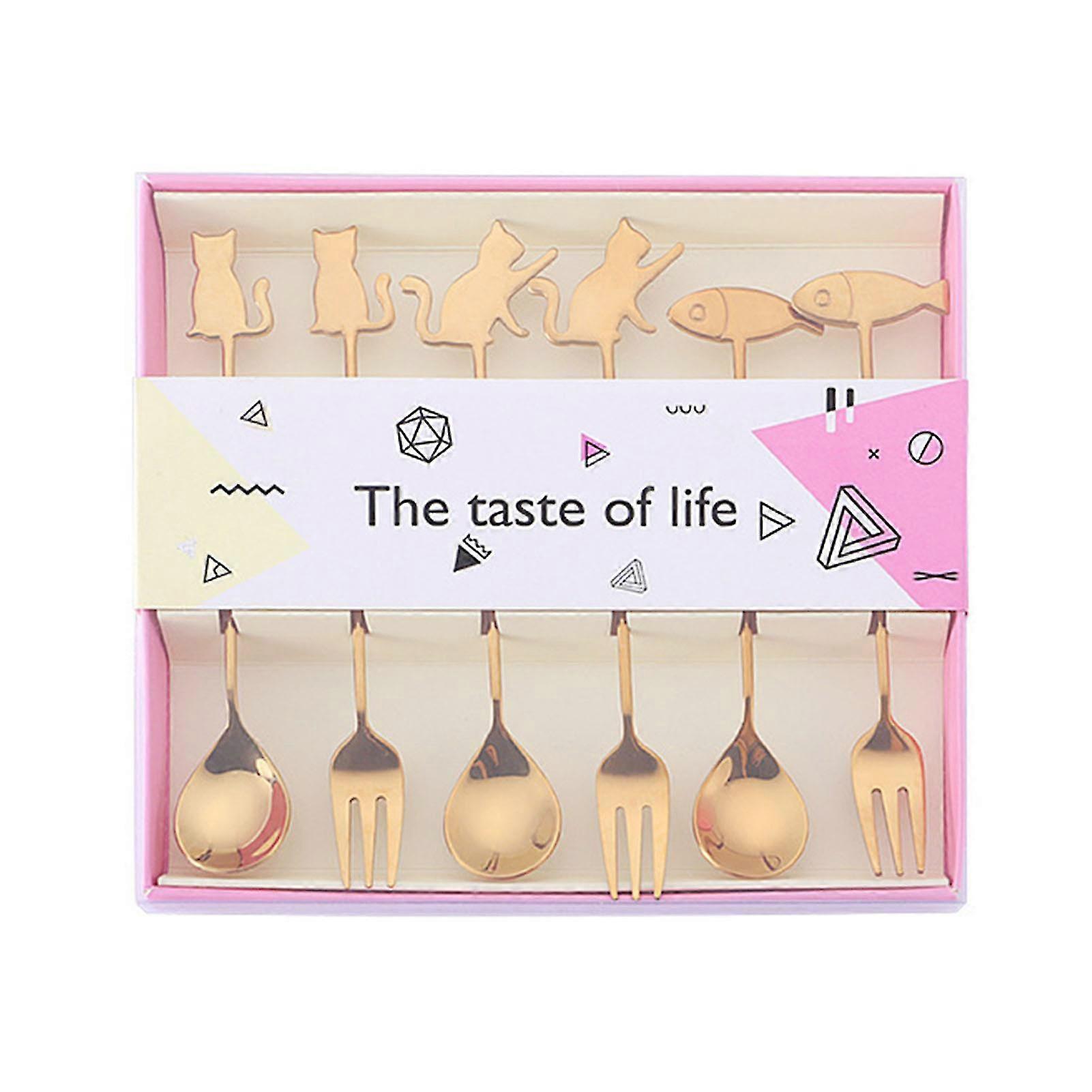 Silverware Set With Cute Shape Handle Easy Cleaning Hanging Storage Utensil For Daily Use Holiday Parties