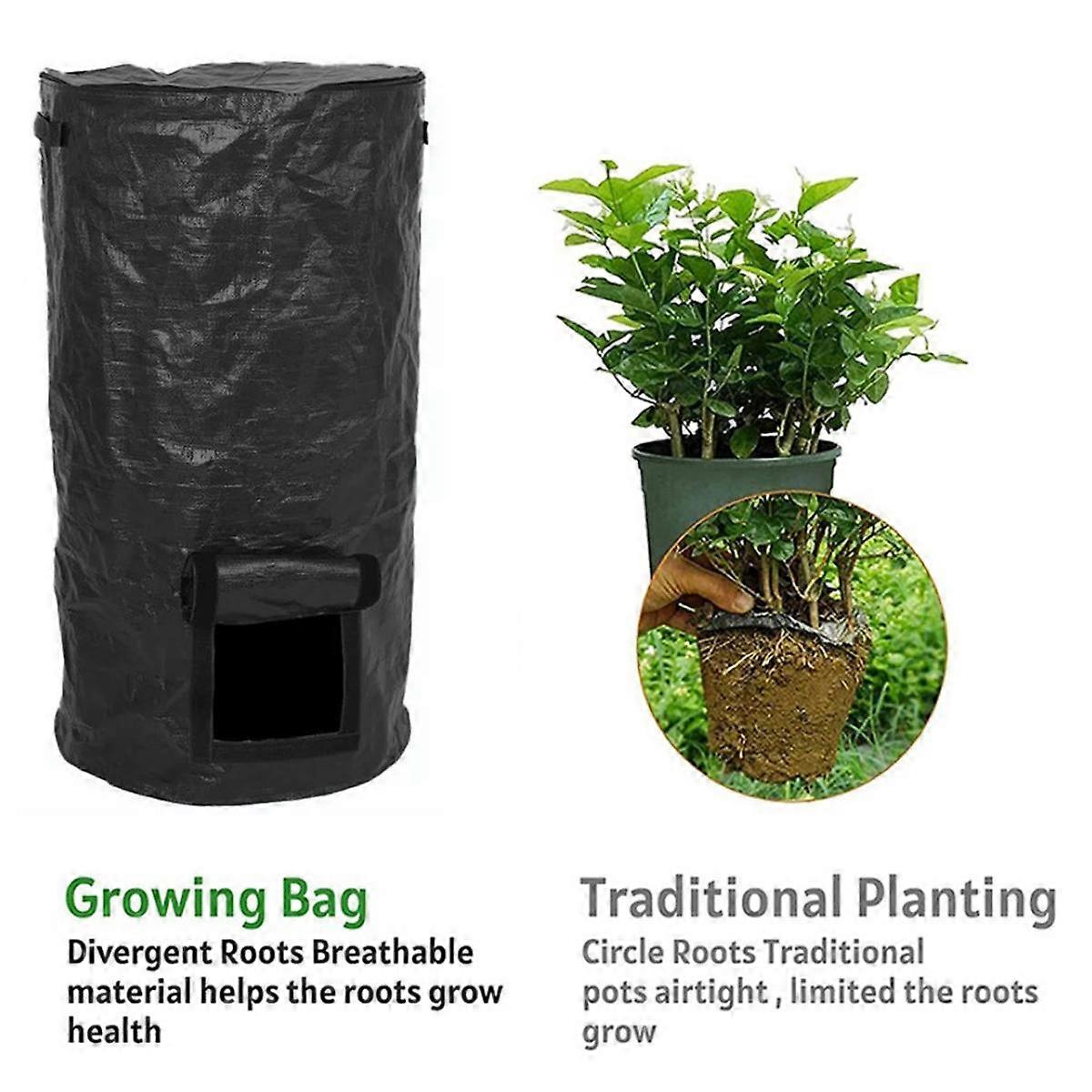 Collapsible Garden Yard Compost Bag with Lid Fertilizer Waste Sacks ...