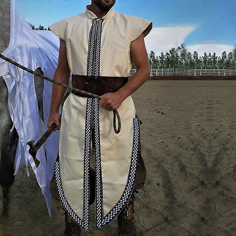 2024 Men's Medieval Vest Renaissance Samurai Riding Costume Vintage Embroidered Viking Sleeveless Jacket New Belt Not Included