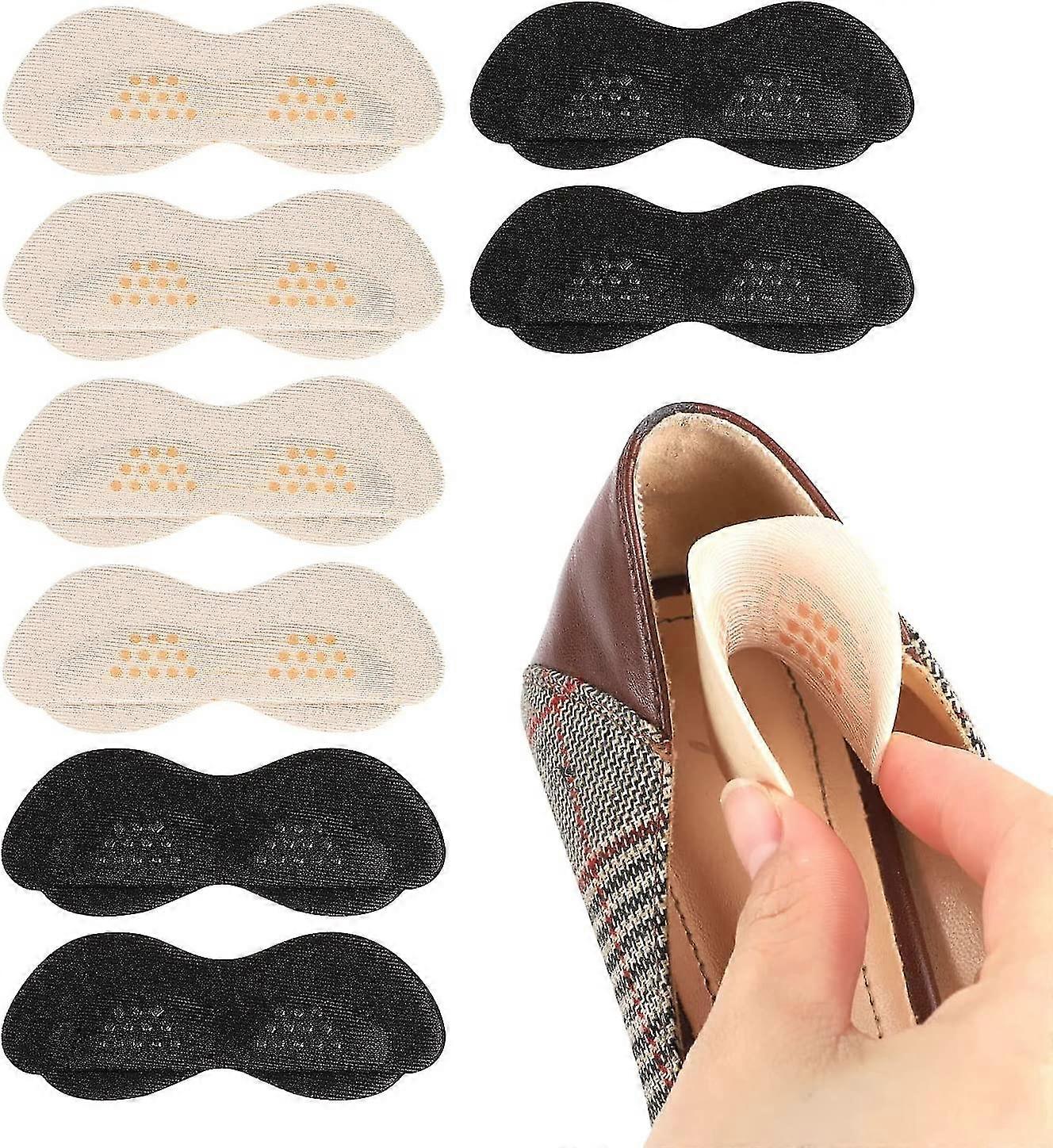 4 pairs heel pads, heel cushion with non-slip glue point pads heel inserts protector heels shoe heel protector (black, beige) betterlifefg