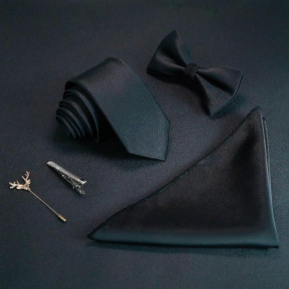 JEMYGINS New Solid Color 6cm Silk Men Tie Set Jacquard Woven Necktie Bowtie Handkerchief pin Suit Red Green For Business Wedding