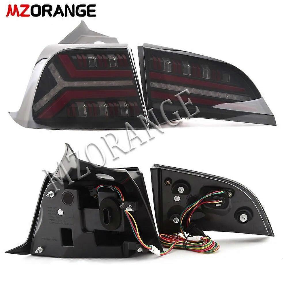 Pair LED Rear Tail Light For Tesla Model 3 2017 2018 2019 2020 Brake Turn Signal Warning Brake Stop Lamp Car Accessory
