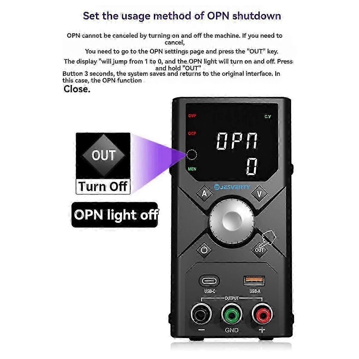 Adjustable DC Power Supply 30V 10A - Encoder Regulation, Lab Bench Voltage Regulator, Laboratory Power Supply US Plug