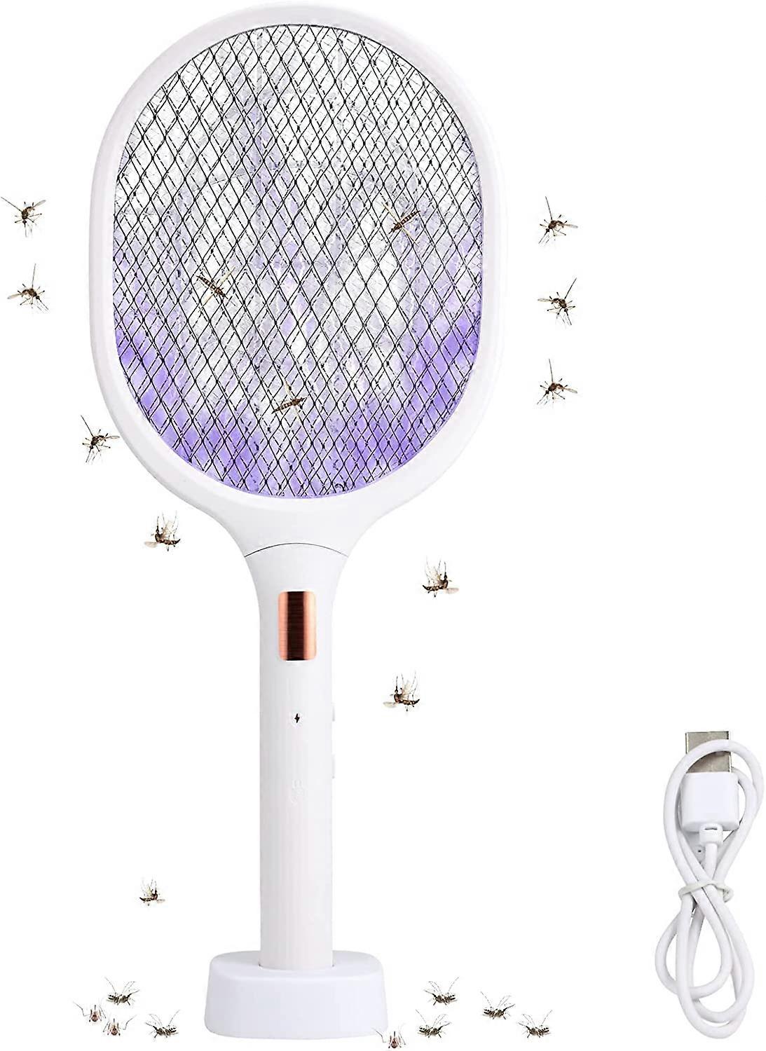 Electric Mosquito Fly, 2 in 1 3000V Electric Fly Bat with Charging Base for Killing Mosquitoes and Other Flying Insects, Suitable for Indoor and Outdo