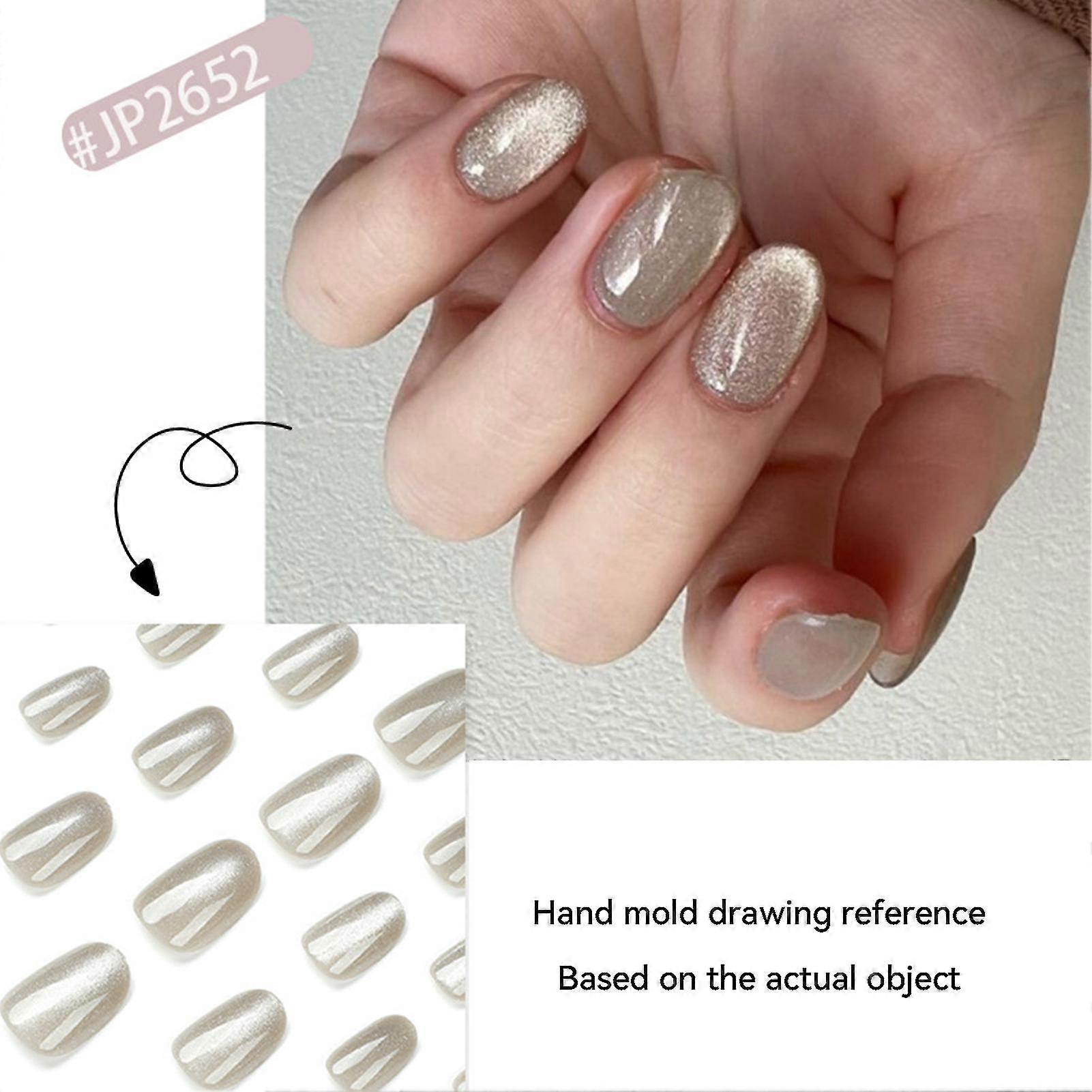 Cat Eyes Decor Glossy False Nails Sweet & Charming Reusable False Nails