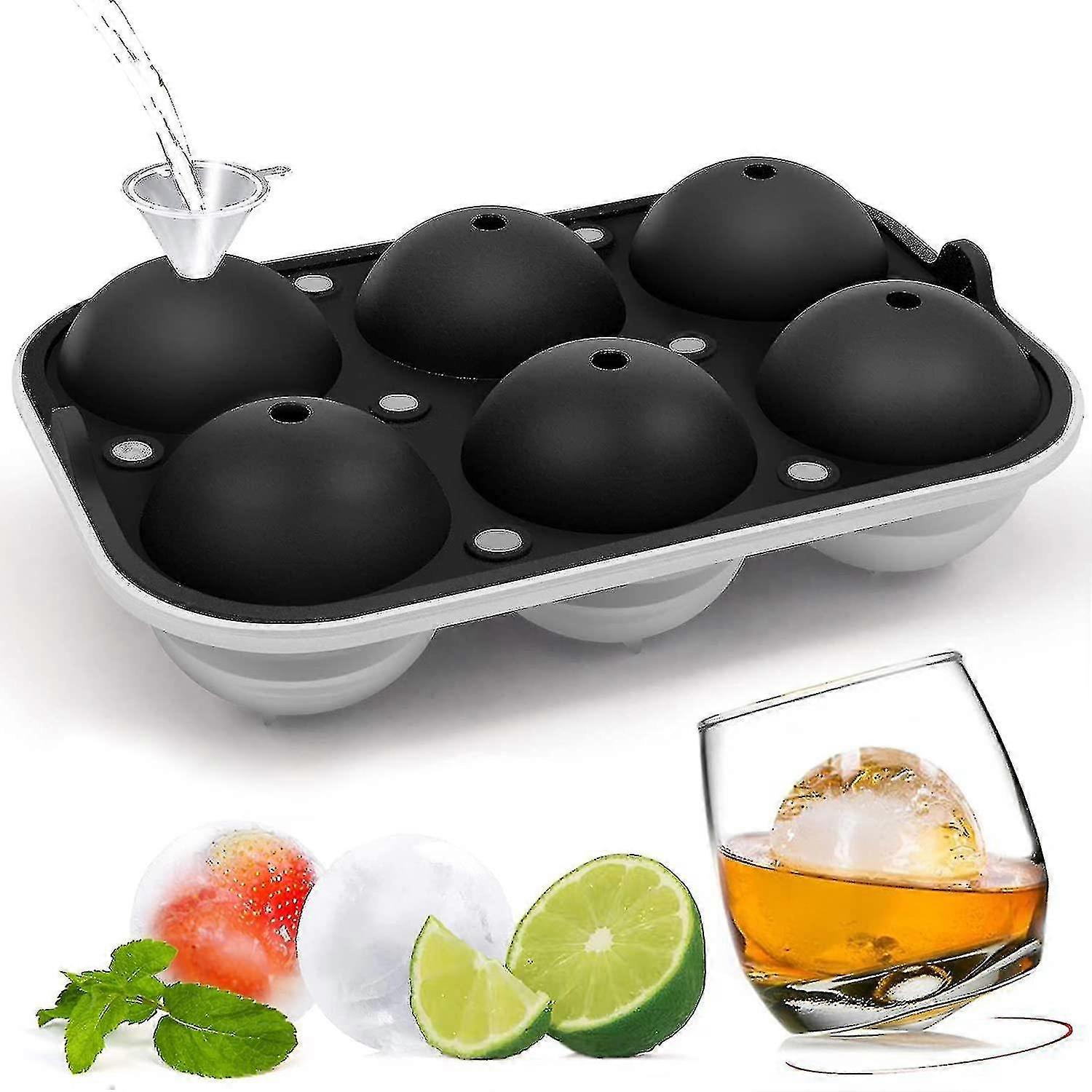 Silicone Ice Cube Mold, Ice Cube Tray, 2.5 Inch Spherical Ice Cube Tray, 6 Bpa