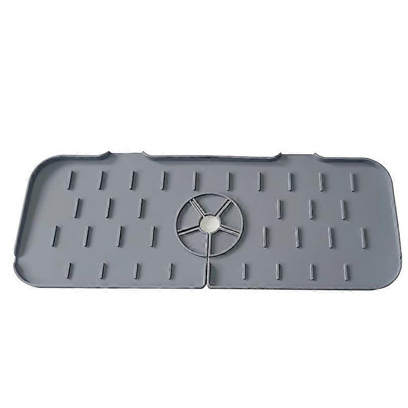 Silicone sink drain mat, kitchen bathroom drain mat, faucet splash pad, gray