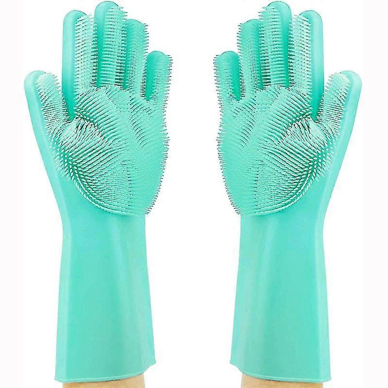 Dishwashing Cleaning Sponge Gloves, Silicone