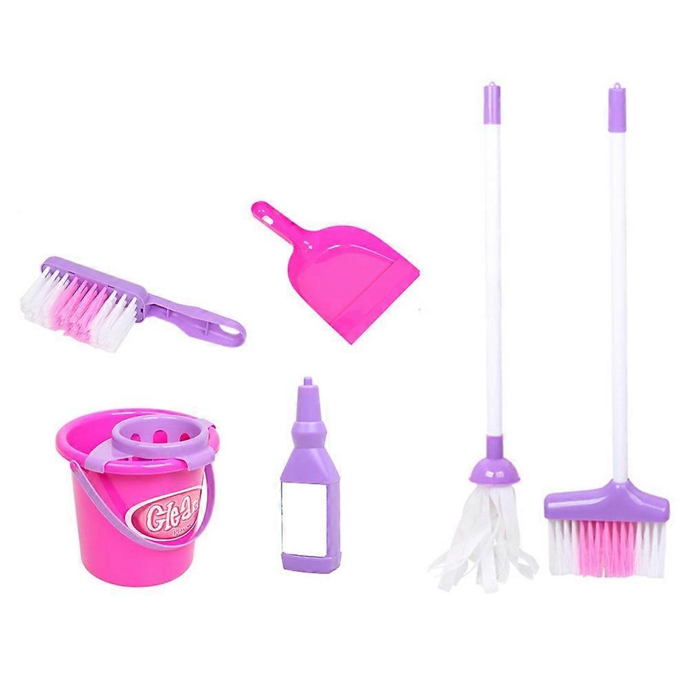 6Pcs/Set Cleaning Toys Delicate Craft Education Lightweight Emulation Broom Bucket Toys Set for Kids  KAESI