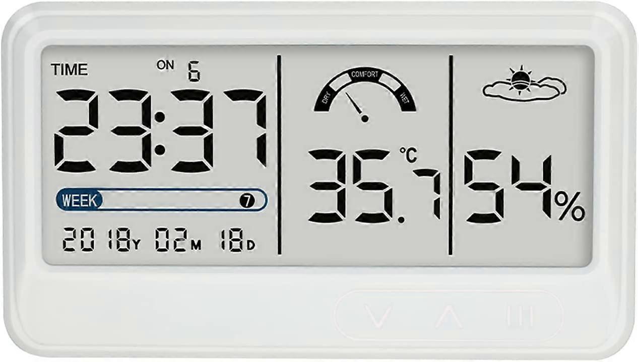 Digital Hygrometer Electronic Temperature and Humidity Gauge with LCD Time and Date Display Indoor Thermometer Hygrometer with Stand for Garden Greenh