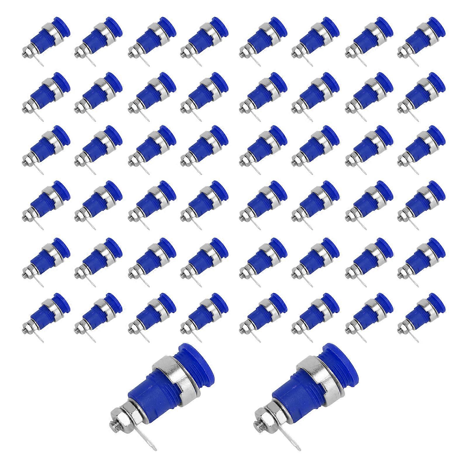 50 قطعة مقبس الموز 4 مم معدن نحاسي نقي أداء جيد ملحقات اختبار كهربائية عالية التيار الأزرق