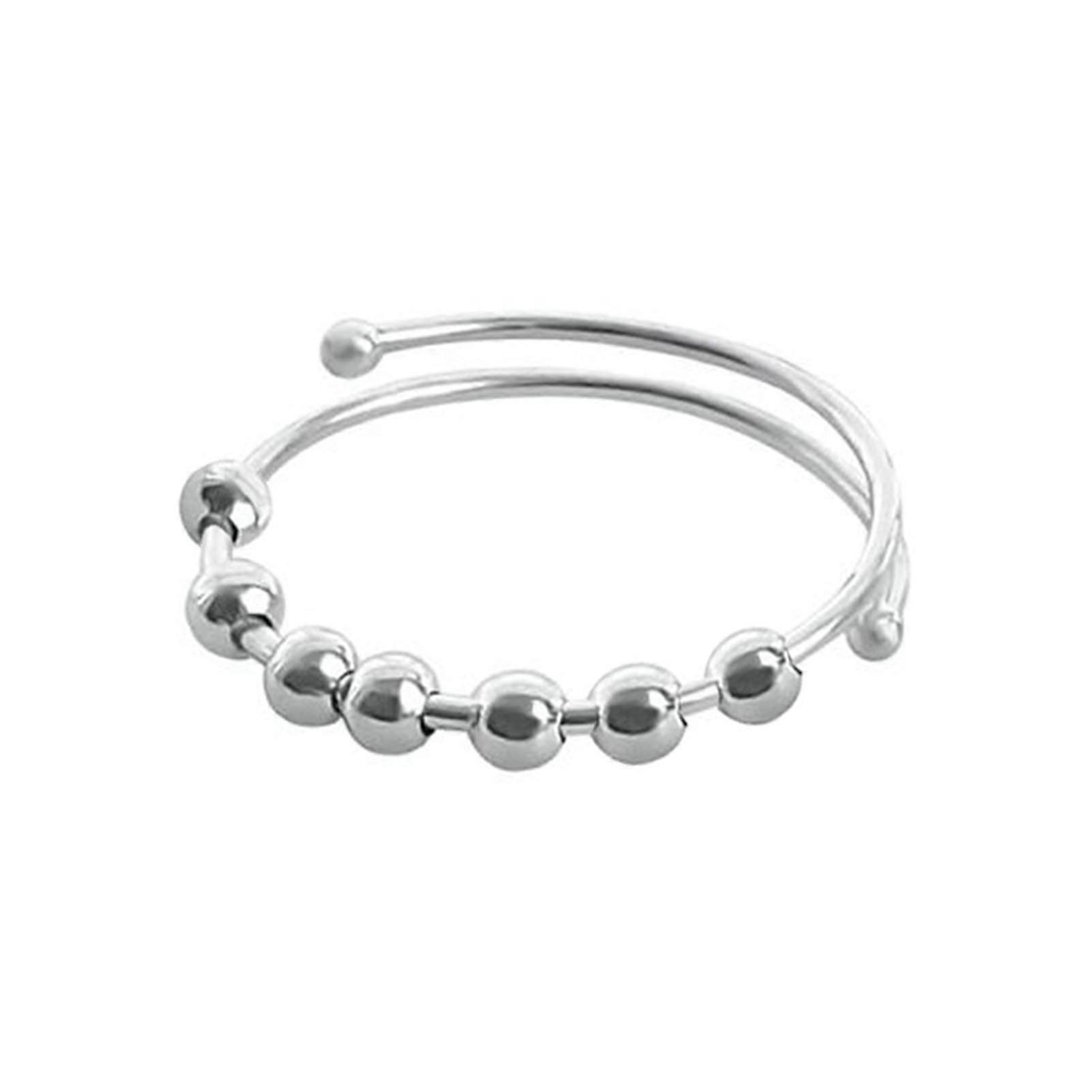 Fidget Ring Open Design Adjustable Stainless Steel Finger Ring Accessory for Men Women