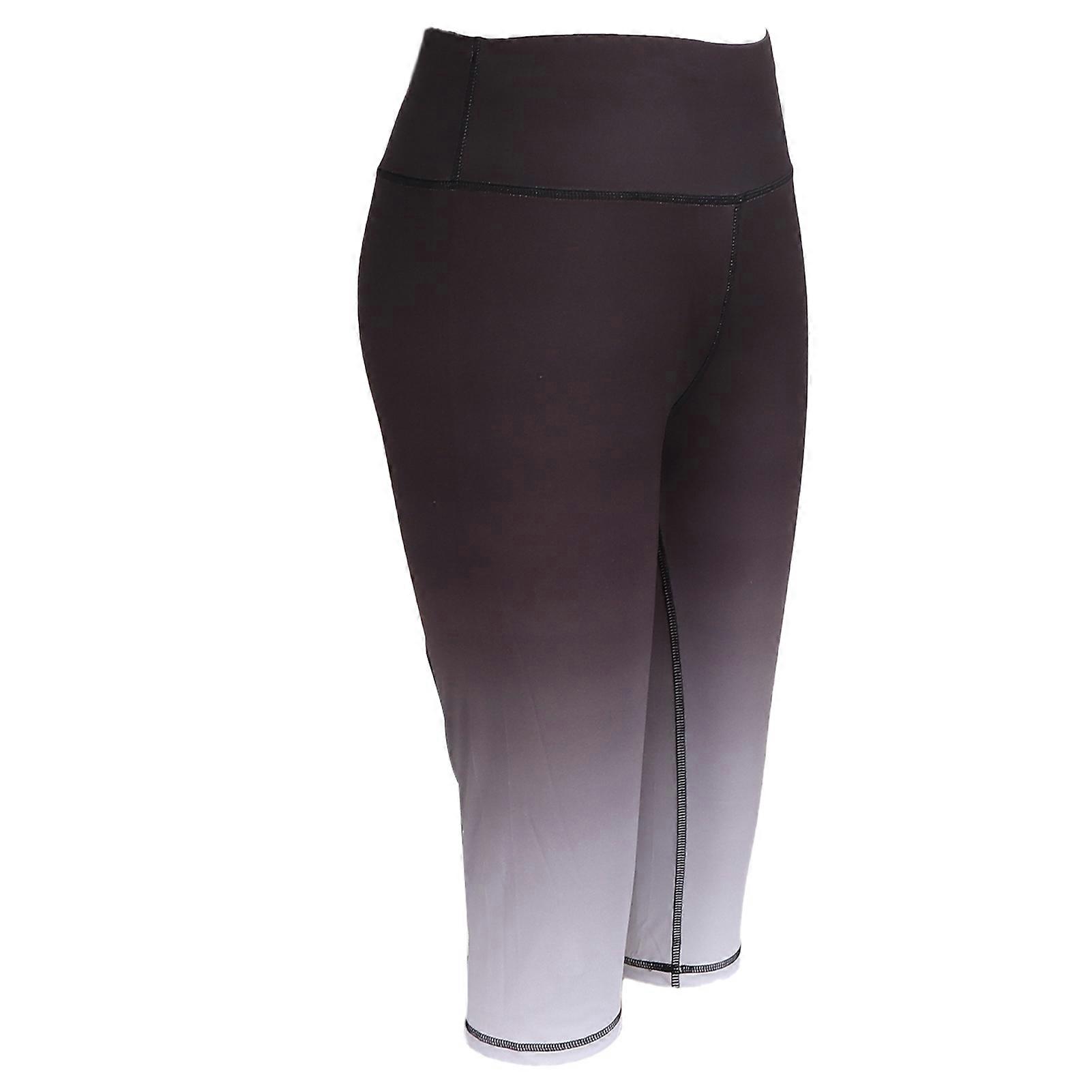 Women High Waist Yoga Pants Gradient Black Buttock Lifting Legs Slimming Fitness Tight Cropped TrousersM