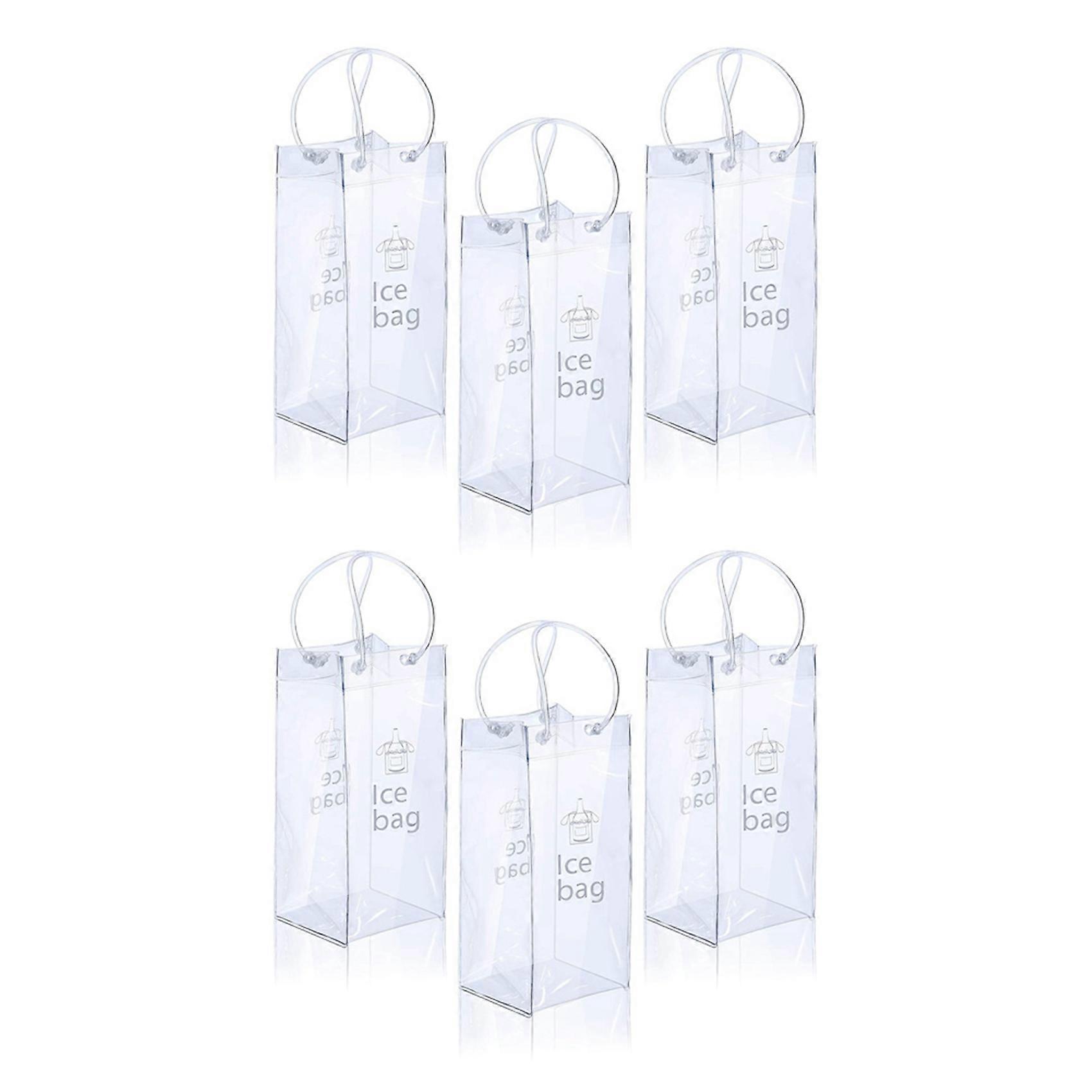 6 Pieces Portable Ice Wine Bag Wine Cooler Bag PVC Wine Pouch Bags with Handle for Champagne, Cold