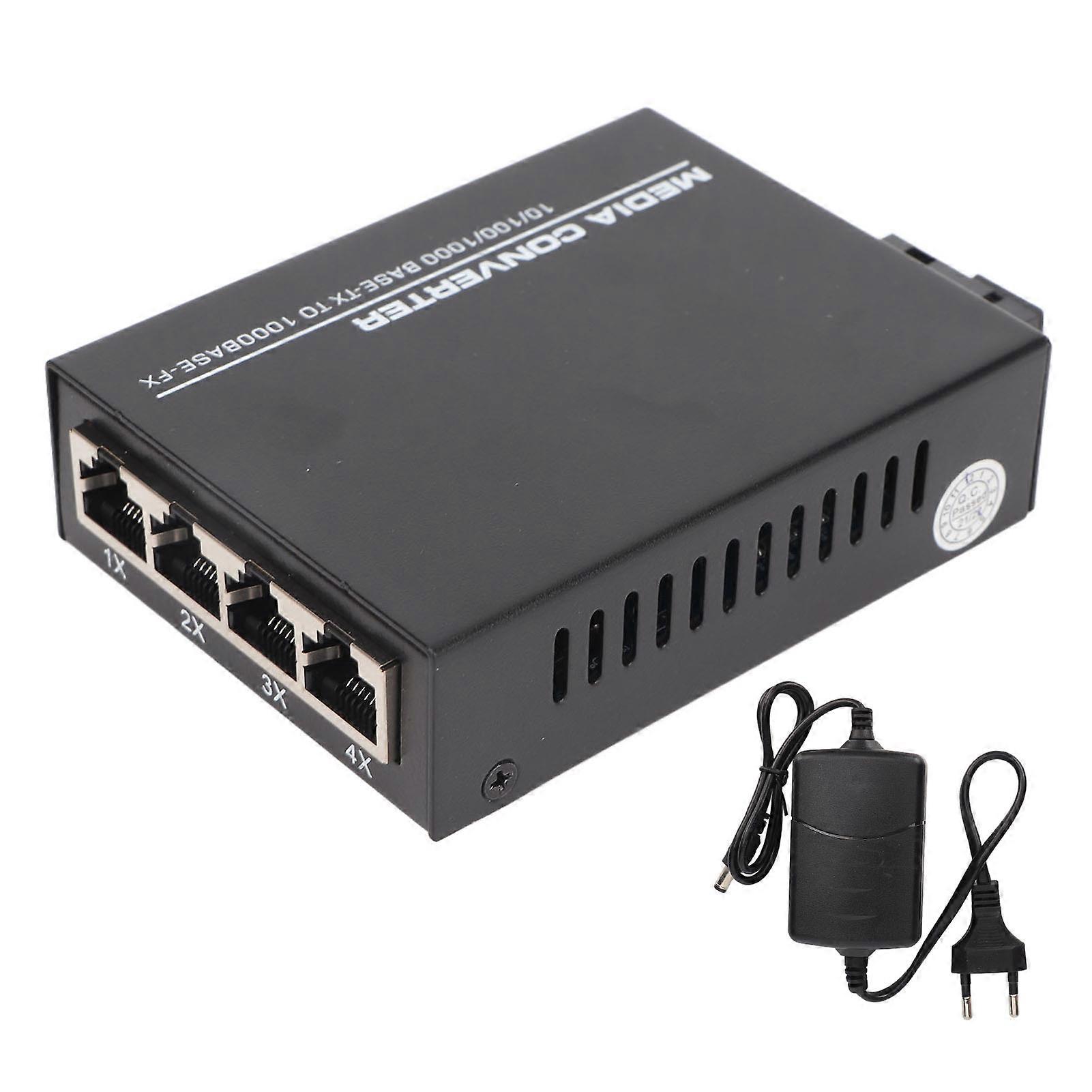 Ethernet-Medienkonverter Tx1310nm/Rx1550nm 10/100/1000M Einzelfaser Singlemode DC5V1A Glasfaser zu Ethernet-Konverter 100?240V EU-Stecker
