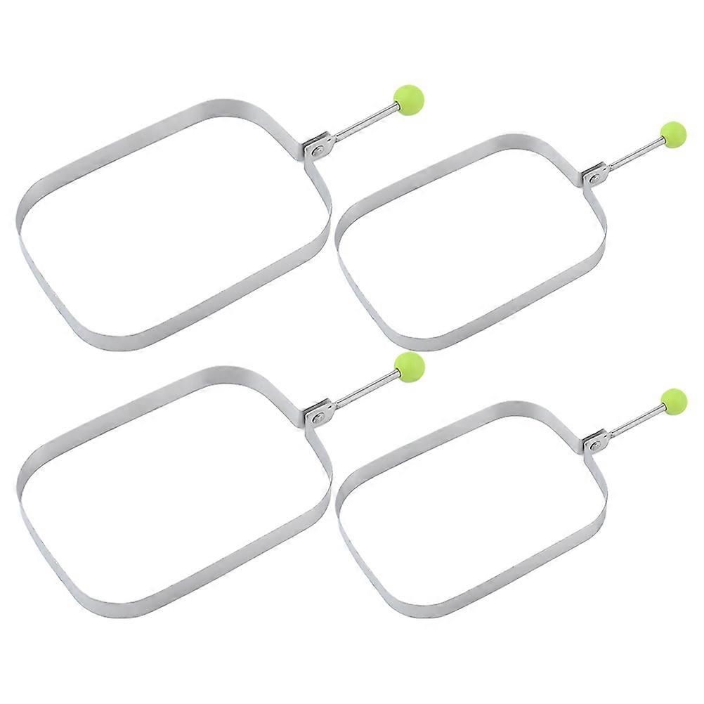 4pcs Rectangular Egg Ring, Pancake Ring Stainless Steel Fried Egg Ring Griddle Pancake Mold with Handle for Breakfast Omelette Sandwich