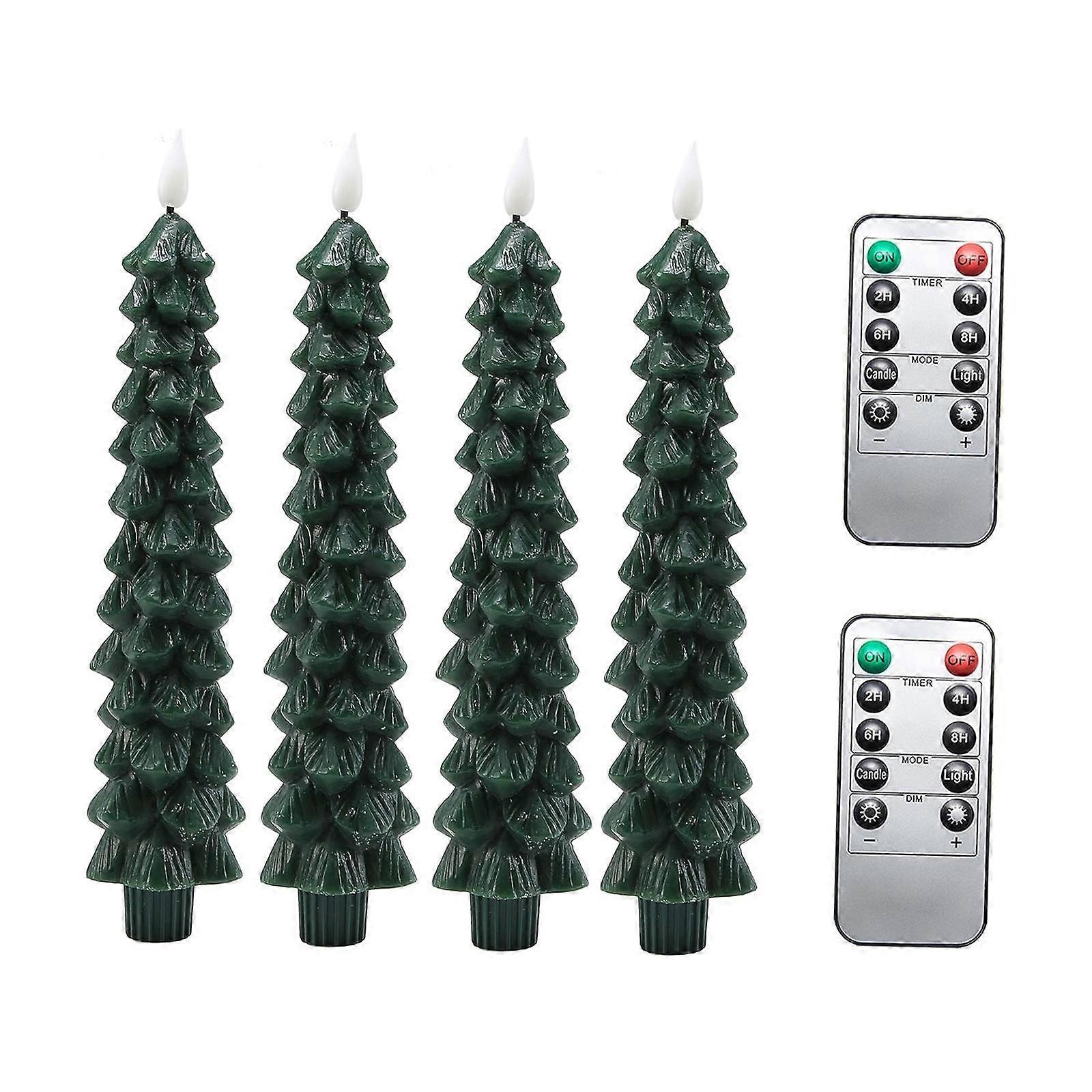 Flameless Taper Candles Dining Room Table Realistic Desktop LED Candlesticks Green