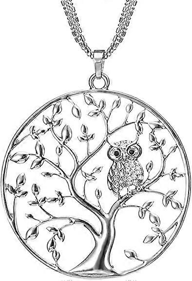 Collier Long Femmes Arbre de Vie avec Pendentif Hibou
