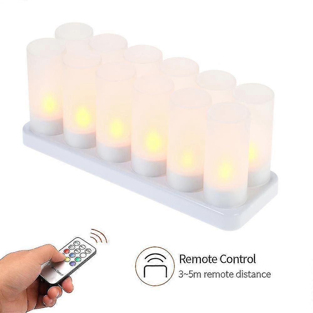 Színes LED gyertya USB újratölthető tea gyertya fény láng nélküli teamécses távirányítóval Gyertya Valentin-napi dekorációhoz