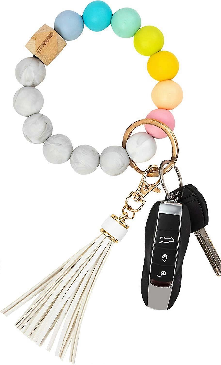 Silicone Key Ring Bracelet Wristlet Keychain for Women, Bangle Key Chain for Circle Wrist Bracelet for Car Keys Keychains