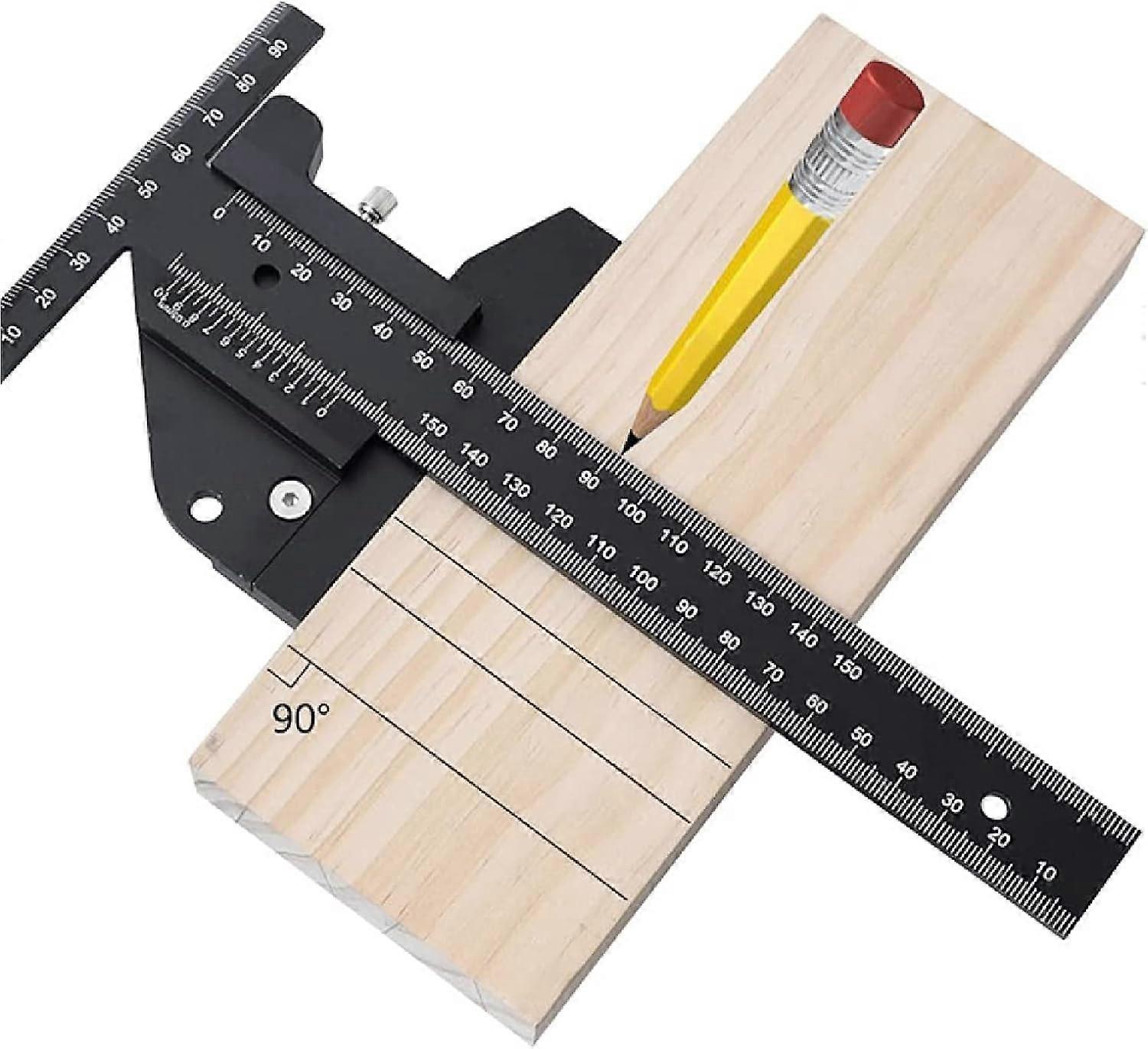 Multi-Function Woodworking Ruler, T-Shaped Scribe Ruler, Woodworking Measuring Tool, Carpentry Tool